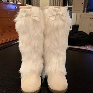 RARE Vintage Gap Girls Holiday Party Ivory Furry Boots NWOT 5